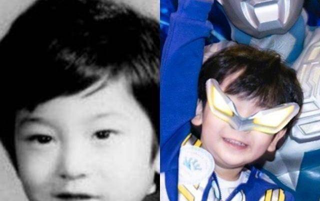 baby穿浴袍陪儿子游泳被偶遇小海绵正脸出镜神似黄晓明