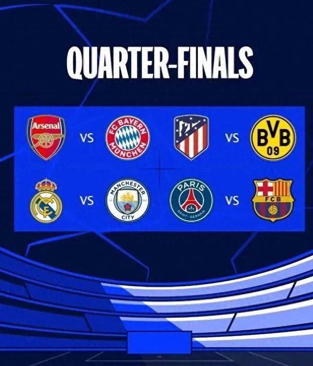 欧冠八强对阵抽签死亡半区皇马迎战曼城阿森纳vs拜仁慕尼黑