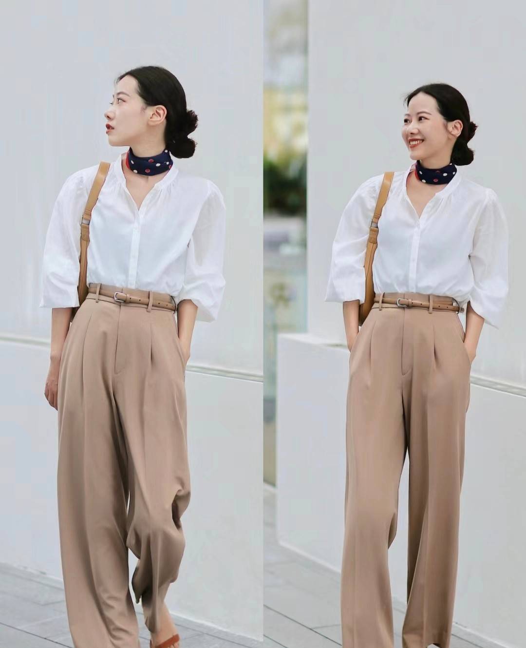 原创女人到了40岁衣不多买真该试试衬衫阔腿裤显瘦又大气