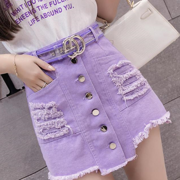 紫色半身短裙让你秒变大长腿