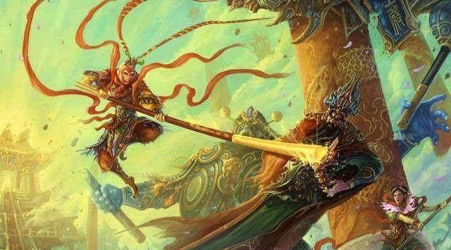 正在给弟子们授课,听完使者所述,如来便急急忙忙前来降妖,在天宫中,孙