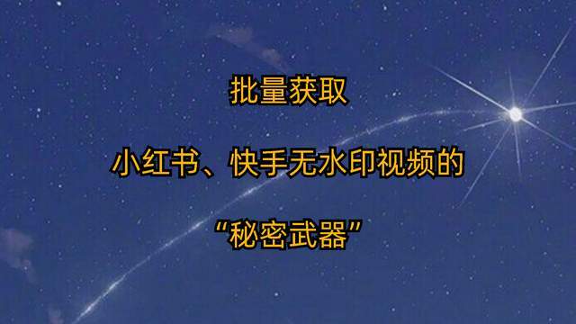 批量获取小红书快手无水印视频的秘密武器
