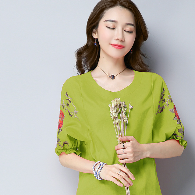 原创舒适又显瘦的棉麻t恤炎热夏天让你更出彩很适合奔3奔4女人