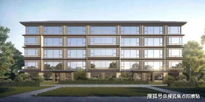 加入了山花檐口,梁柱等中式元素,采用温莎米黄石材搭配香槟色金属铝板