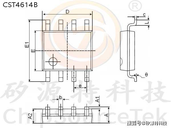 sop-8 包装信息:矽源特chipsourcetek-cst4614b sop8 引脚配置:id/7