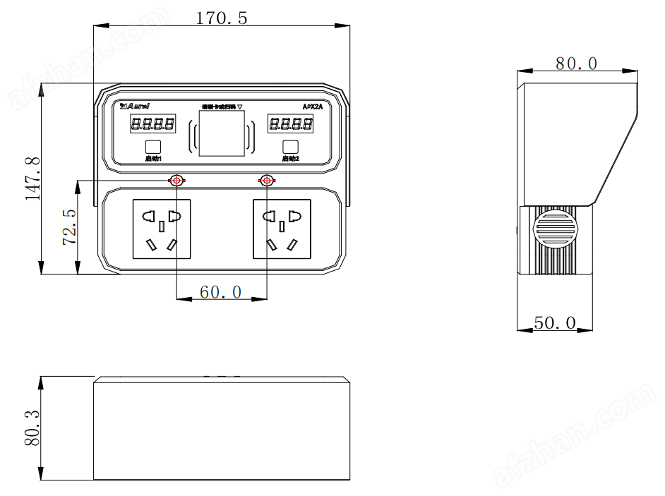 acx2a-hn安科瑞电瓶三轮车充电插座