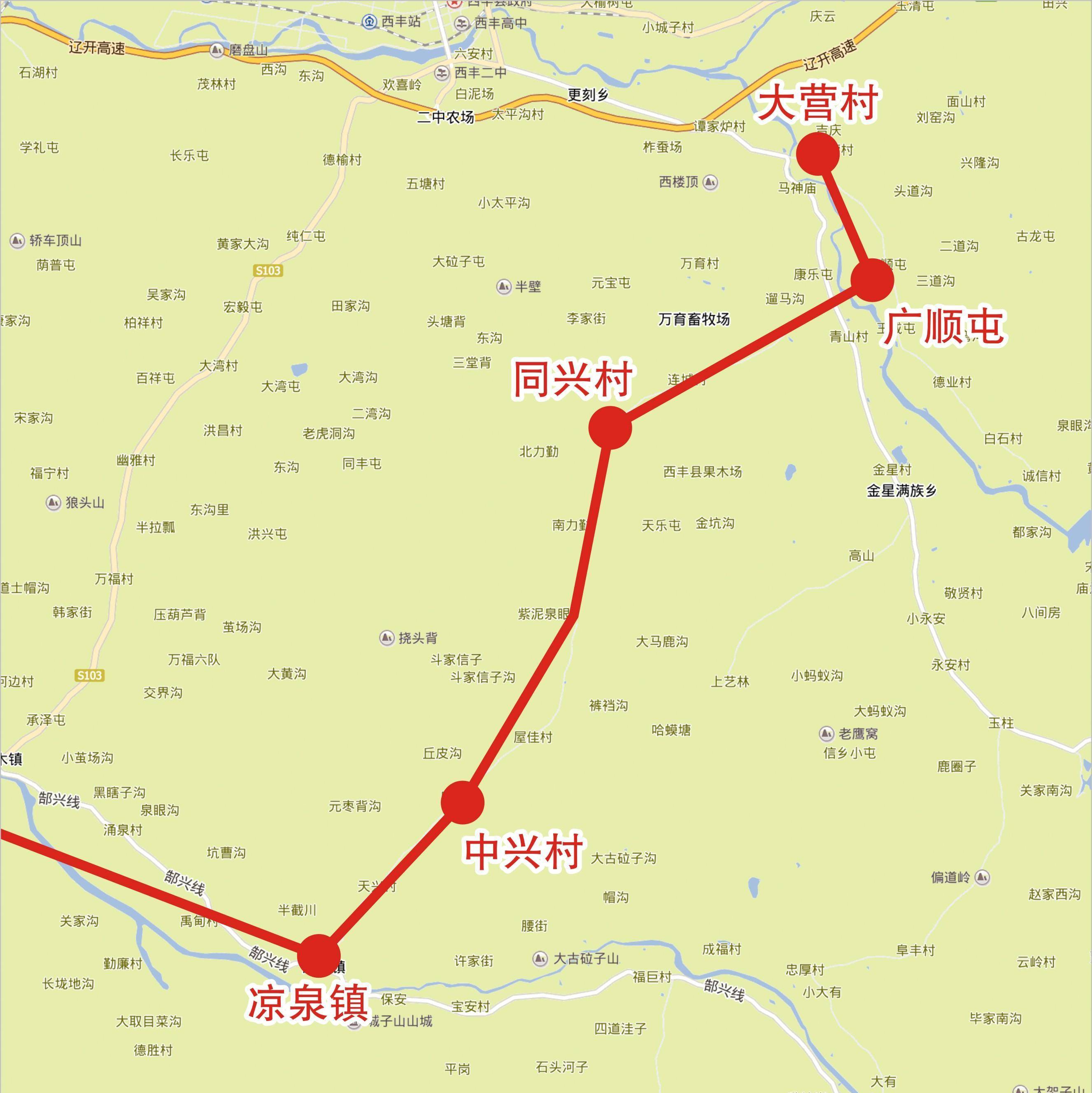 根据南距开原市八棵树镇貂皮屯村和西丰县东的更刻大营村,均在60里