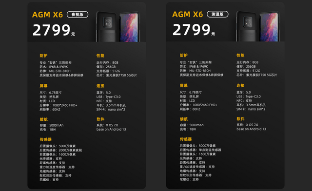 轻薄5G三防手机正式发布，AGM X6售价2799元
