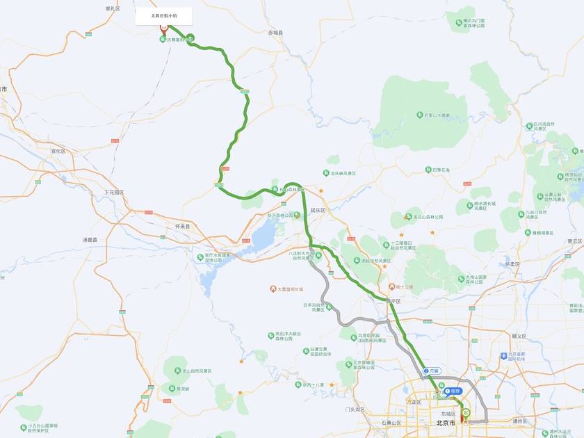 从北京朝阳区的金地中心出发,沿g6京藏高速行驶,之后转至京礼高速s