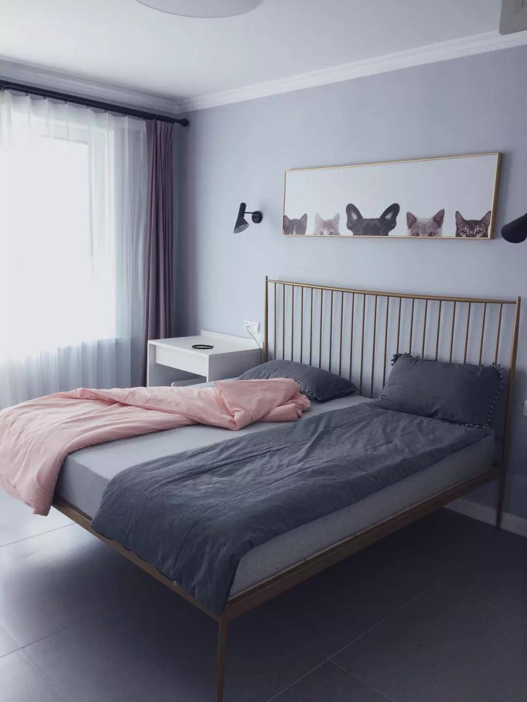 卧室墙面刷灰色漆,简约舒适,又有气质!