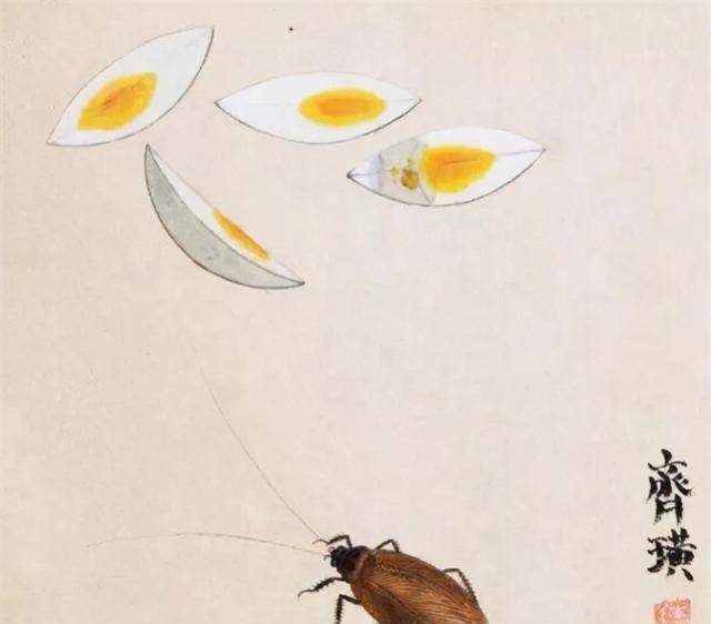 齐白石画两鸭蛋,求画者恳求多画些,结果却抠门的画了一苍蝇