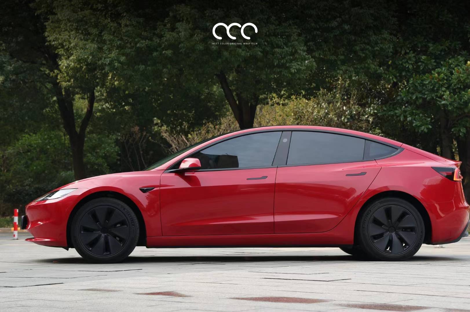 【漫彩】特斯拉model 3胭脂红改色膜,渐变出微红的性感色泽