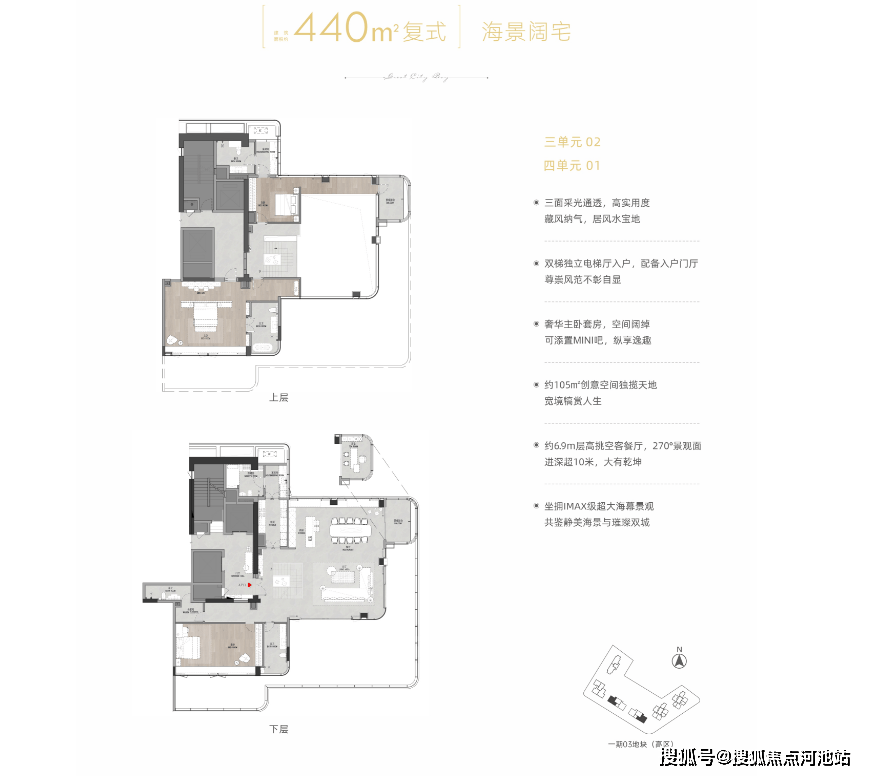 仪式感·南北通透,客餐厅直连双阳台,进深约11m南向主阳台开间长达约