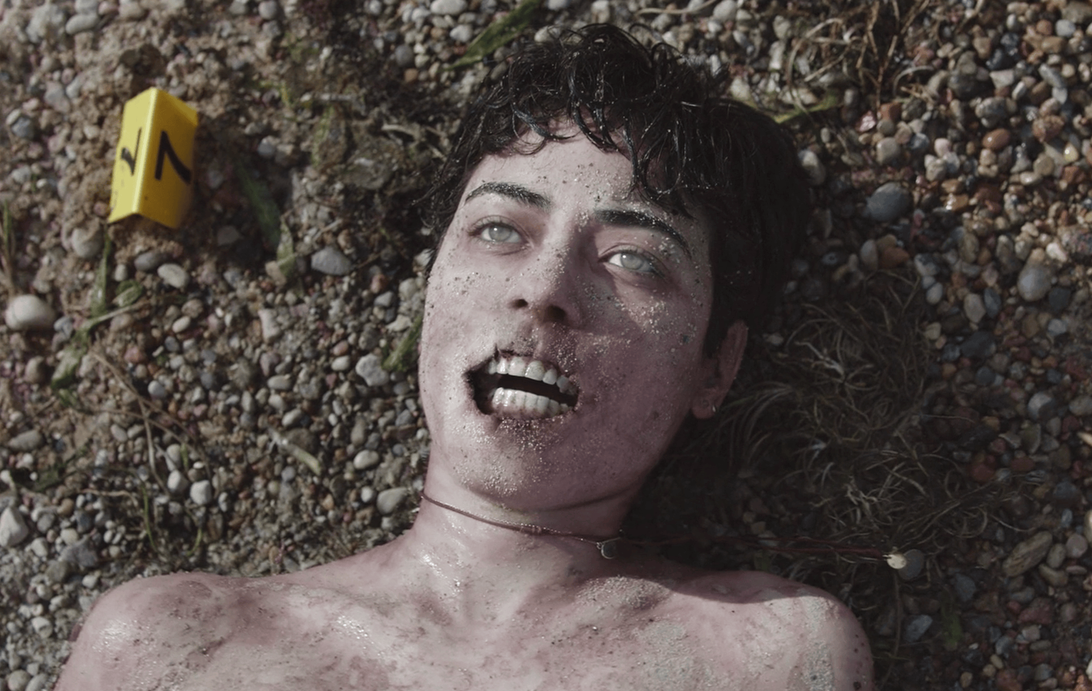 影片播放的时间顺序,接下来我们看到的就是一具被冲上沙滩的赤裸女尸