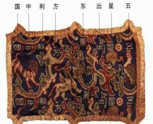 该织锦呈圆角长叫,长18.5厘米,宽12.