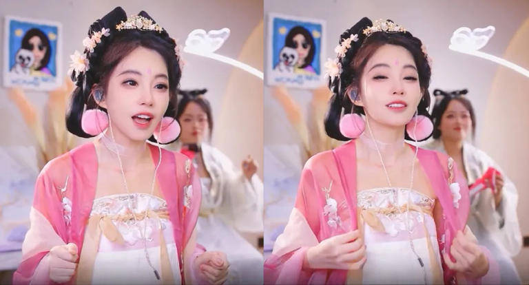 在这次直播中,冯提莫身着桃粉色服装,成功塑造了游戏中的妲己形象.