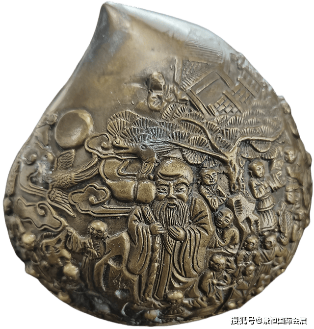 寓意福寿双全的"御制"铜器:"大清御制"款百子祝寿铜桃