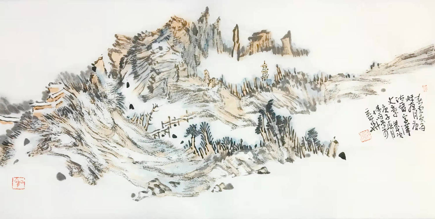 高胜雨山水:林浮云雾梦,墨舞山水情,画中寻幽境