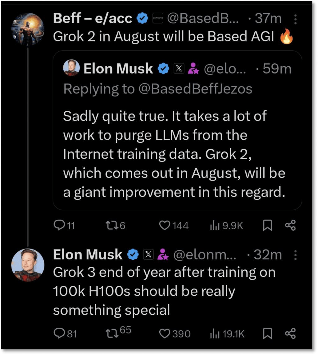 新火种AI|马斯克自曝Grok 2将于下月上线!Grok 3也在加紧训练中_搜狐汽车_搜狐网