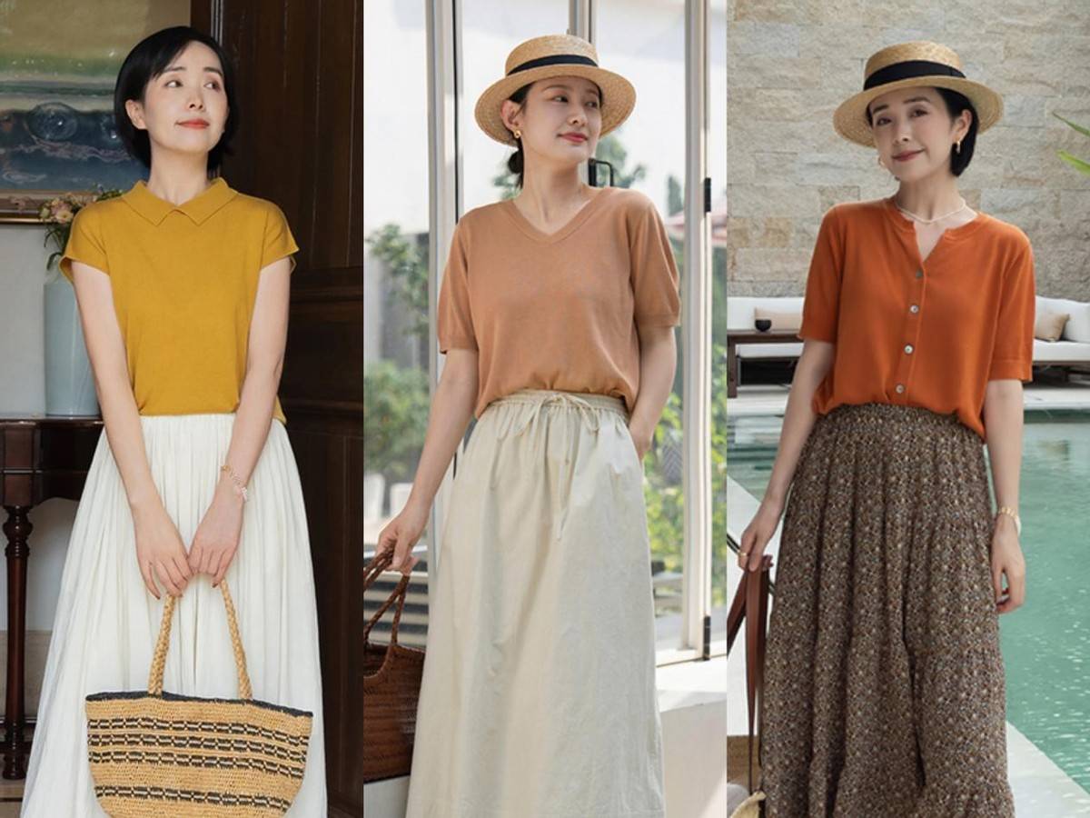 40 女生穿搭要避免土俗,"短袖 半身裙",夏天这样穿搭最高级!