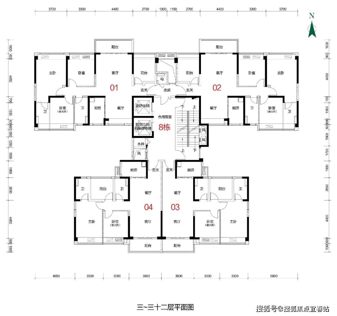 凤凰湾三户两梯户型图片