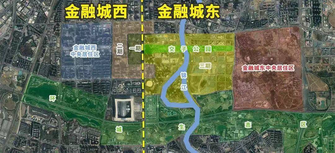 金融城东:建设中的金融城三期,林家坝以及白鹭湾.