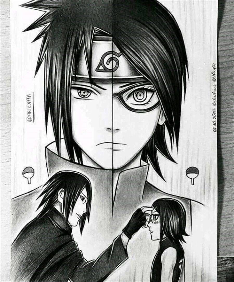 火影:波兰画师arteyata笔下的一人一半脸,佐鸣羁绊,带卡友情