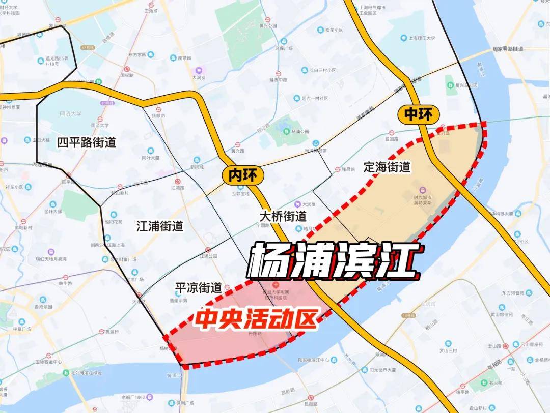 "杨浦滨江位于中央活力段的核心区段,是黄浦江核心段中唯一被定位为"