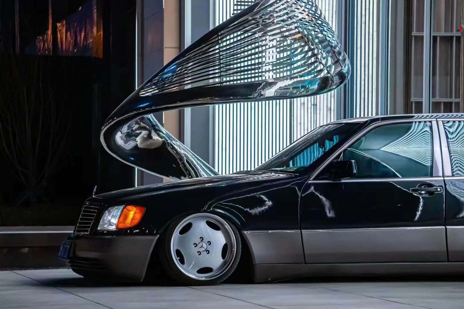 古复姿态 奔驰w140改装airbft气动避震案例