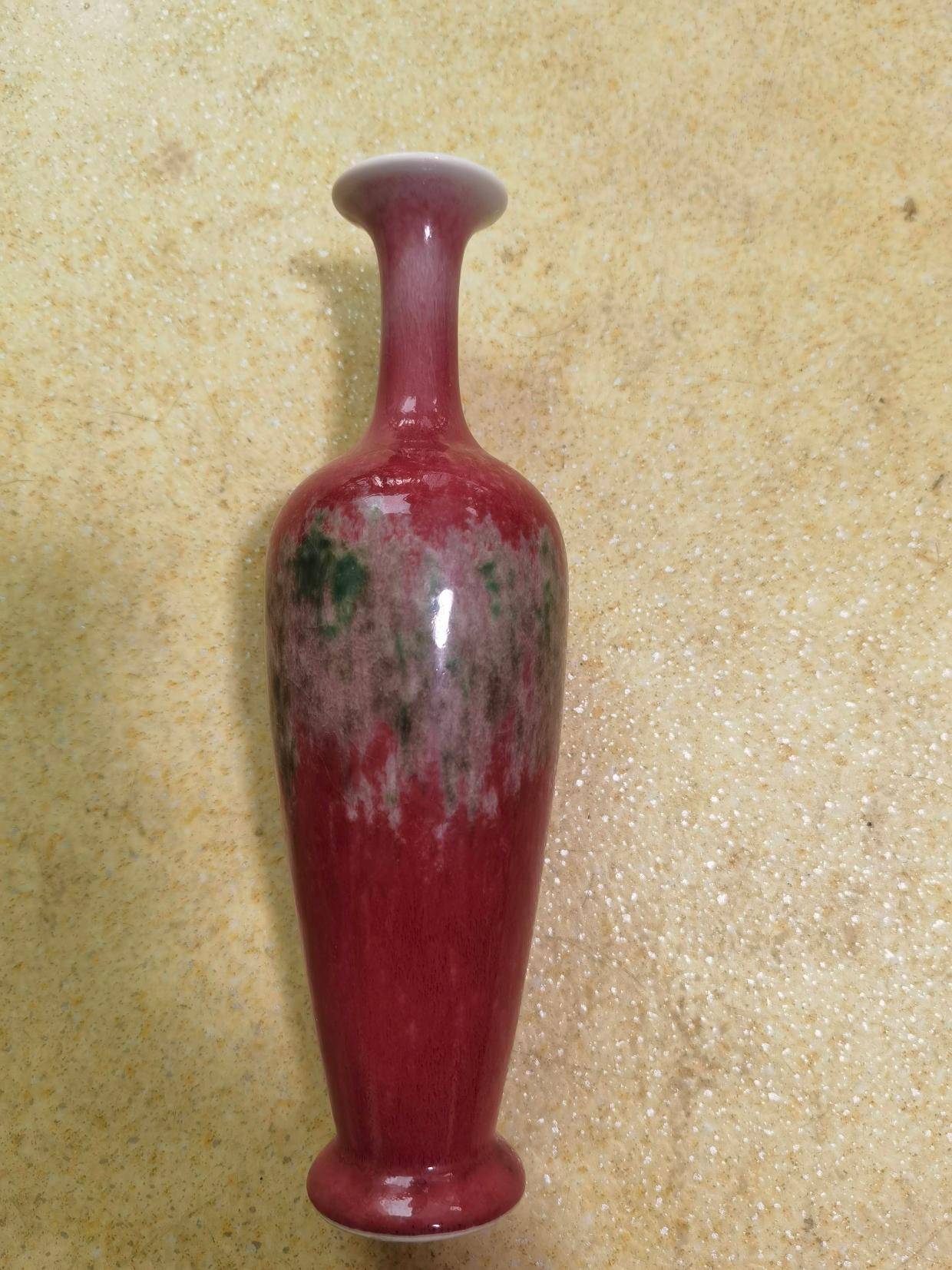 清】中国美術 豆紅釉瓢箪瓶 臙脂水釉 花瓶【華道具☆中国