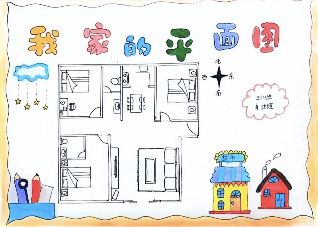 家庭布局平面图手抄报图片