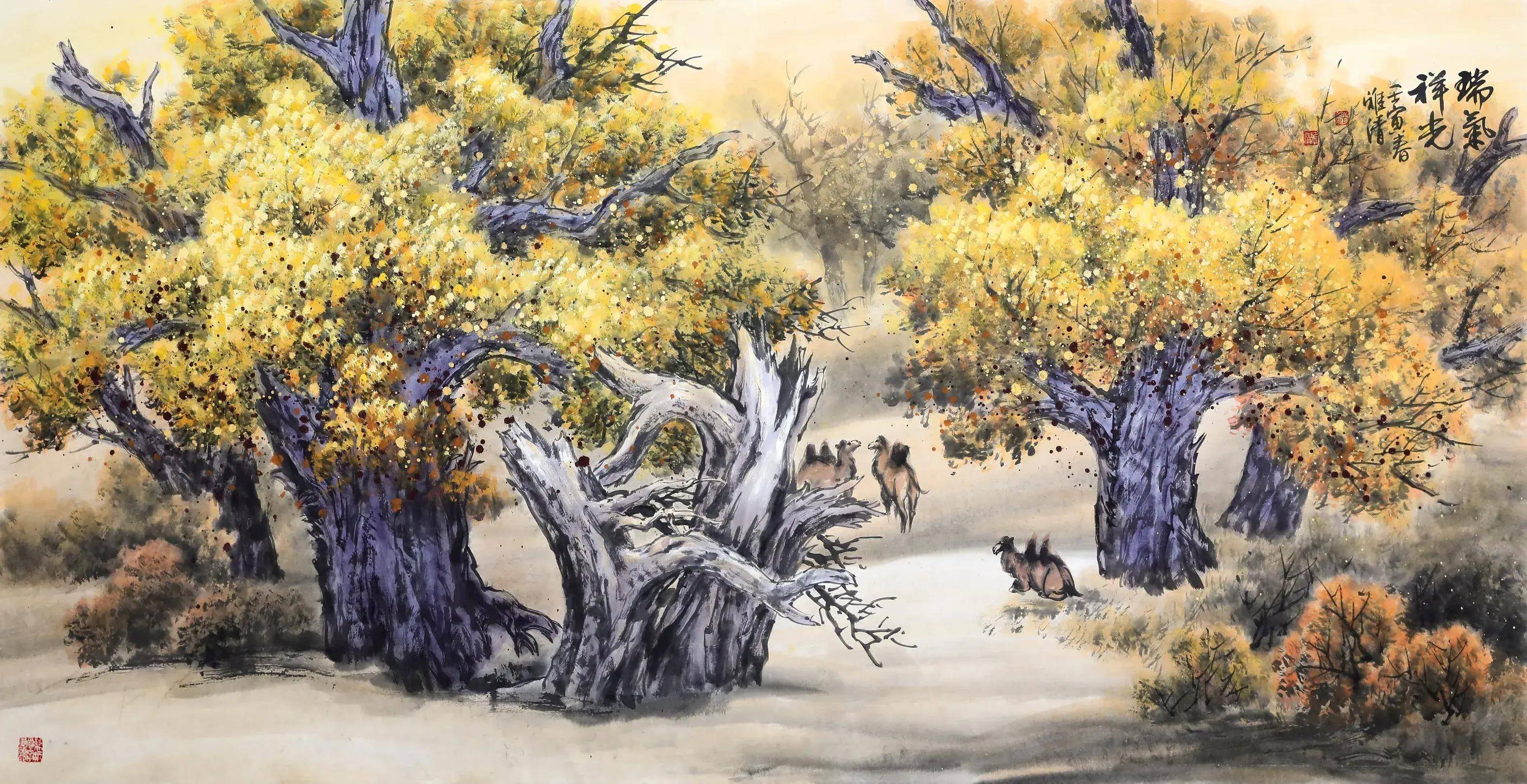 功勋艺术家赵雅清胡杨作品欣赏_美术_中国画_意义