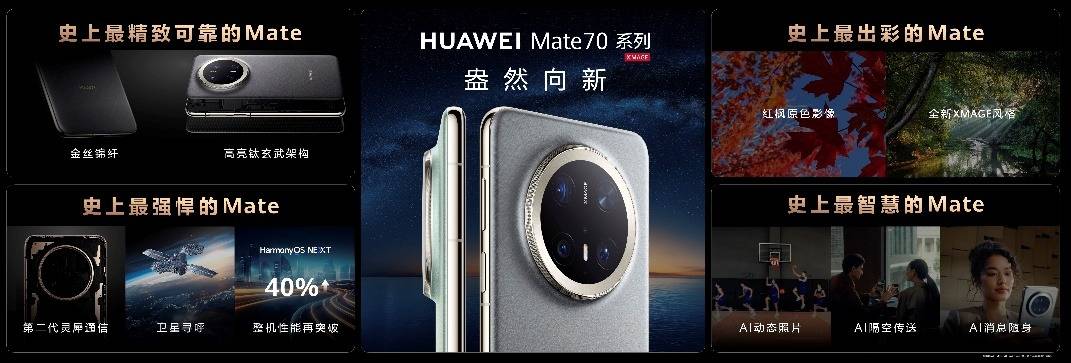 《HUAWEI Mate 70系列重磅亮相，售价5499元起》