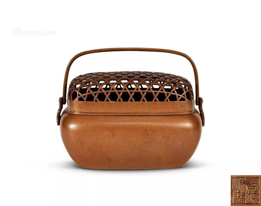 中国美術　銅手炉 卸玄尚】中国美術 張鳴岐款 銅製 手炉