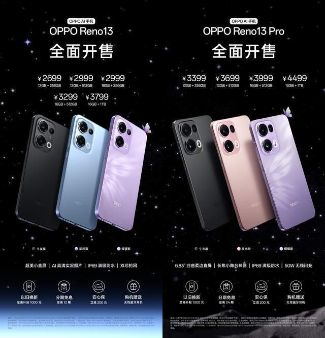 OPPO Reno13 系列正式开售， 新一代超美小直屏 2699 元起