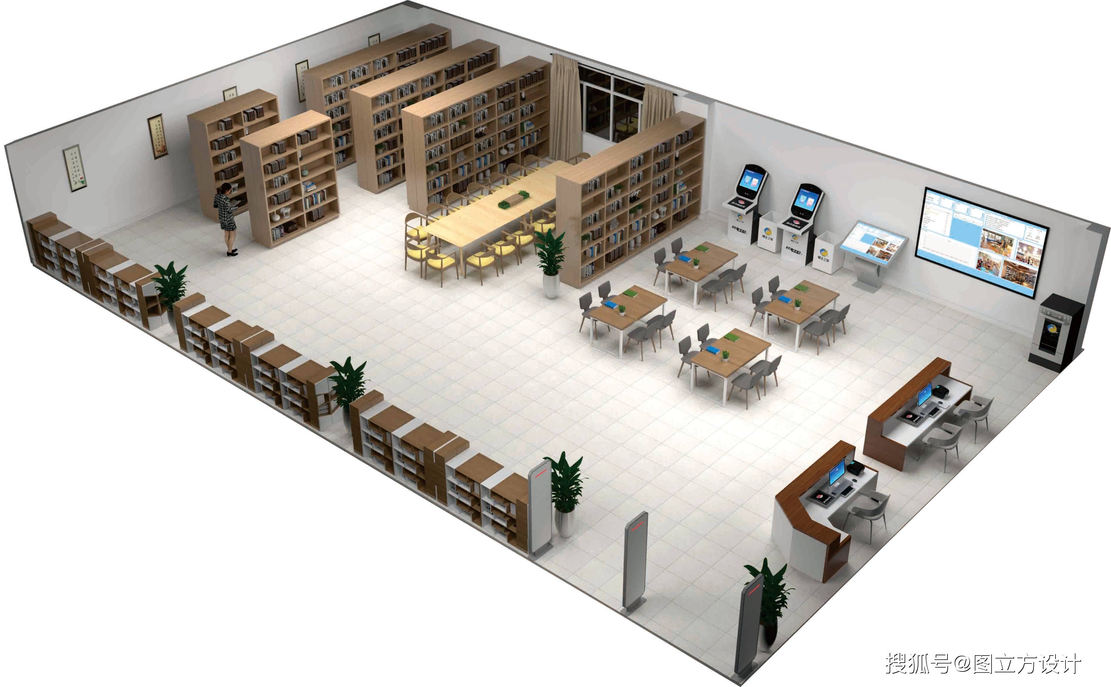 智慧图书馆设计:装修效果图展现未来阅读趋势