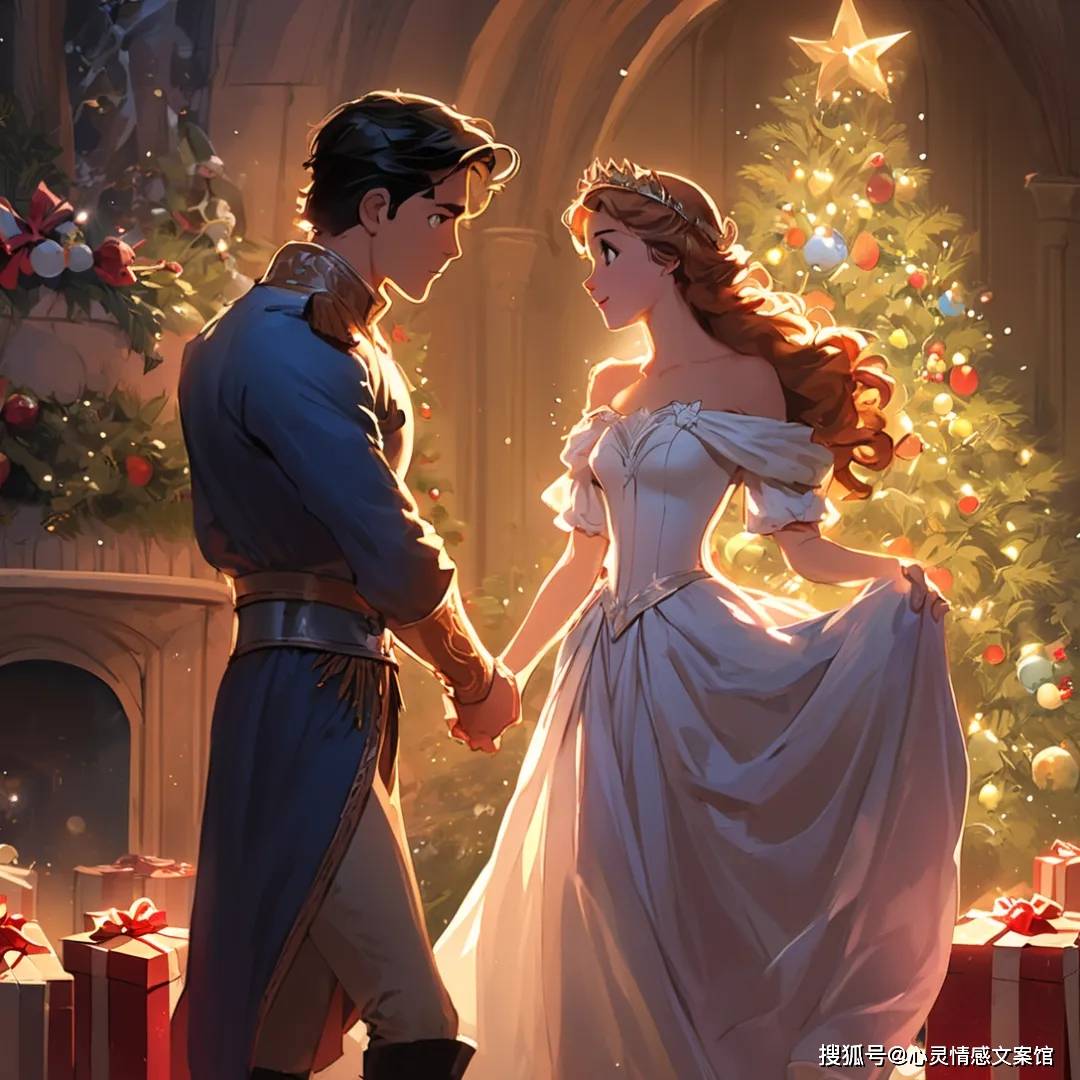 公主和王子穿着圣诞服庆祝圣诞节