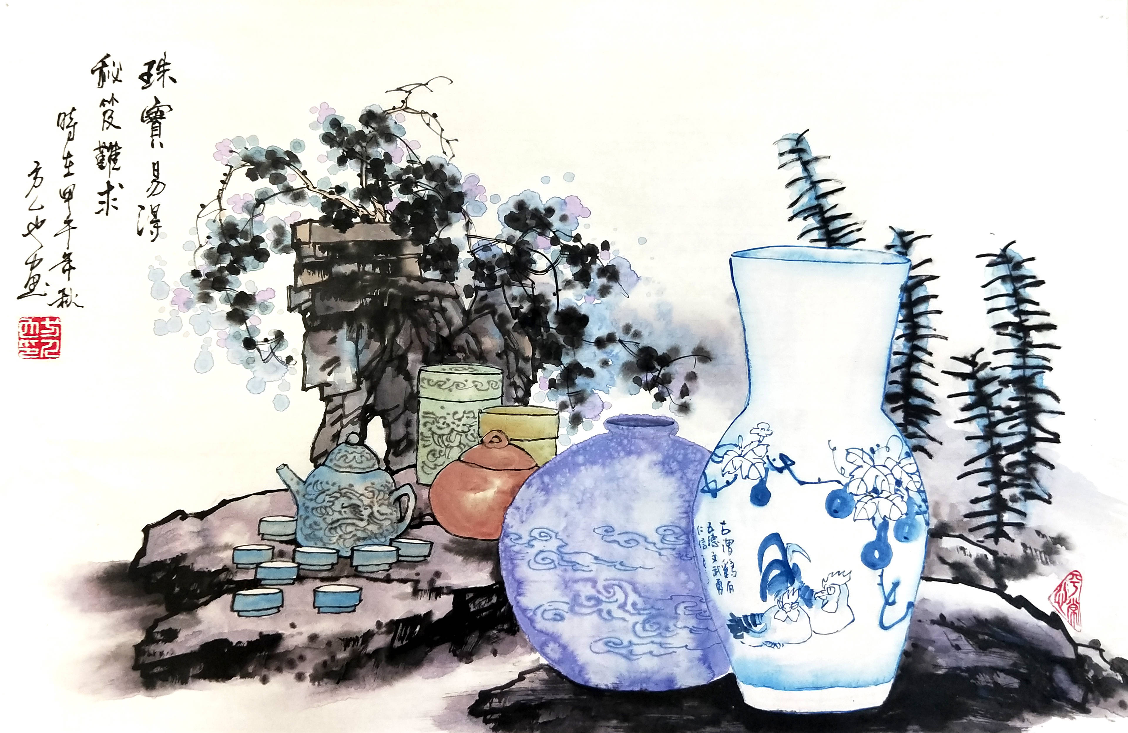 从方人也的青花瓷作品中窥见东方美学