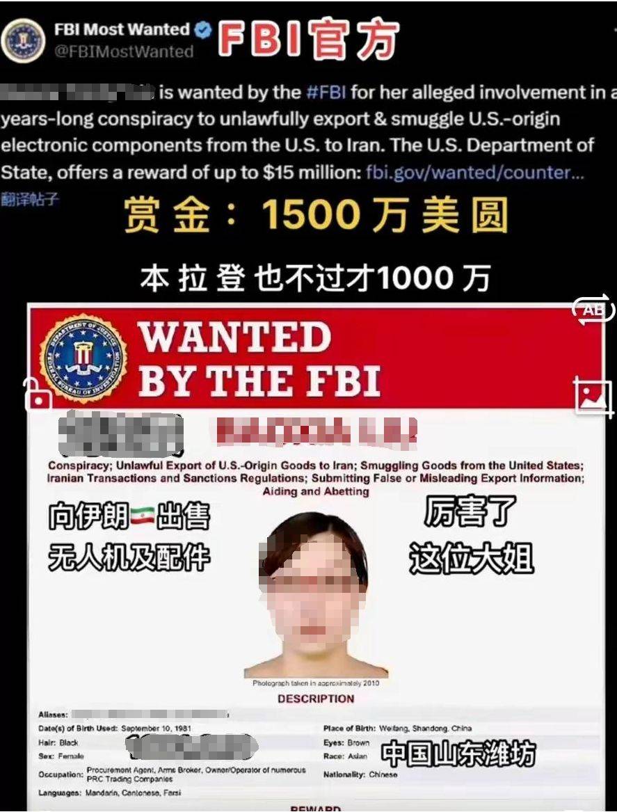 美国FBI砸1500亿美元，悬赏一位山东大姐？通缉对中国公民无效_搜狐网