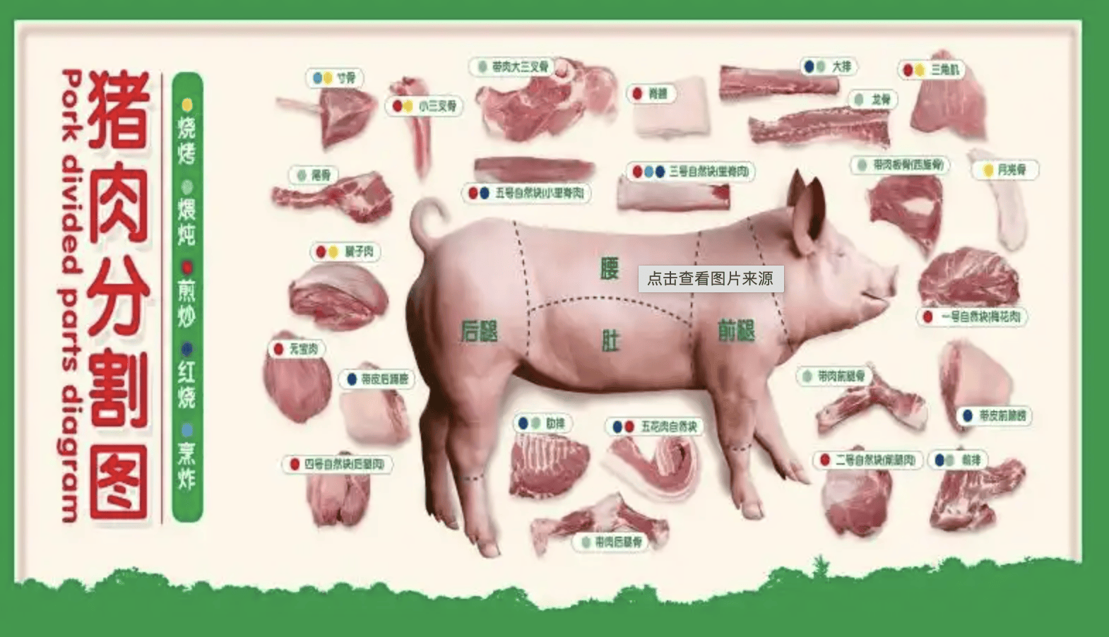 猪肉分割部位示意图