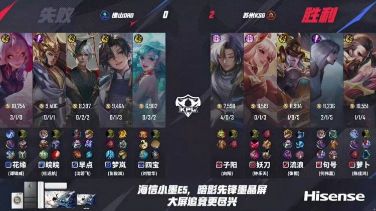 2025KPL夏季赛：苏州KSG 3-1力克佛山DRG，子阳苏烈关键开团锁定胜局 
