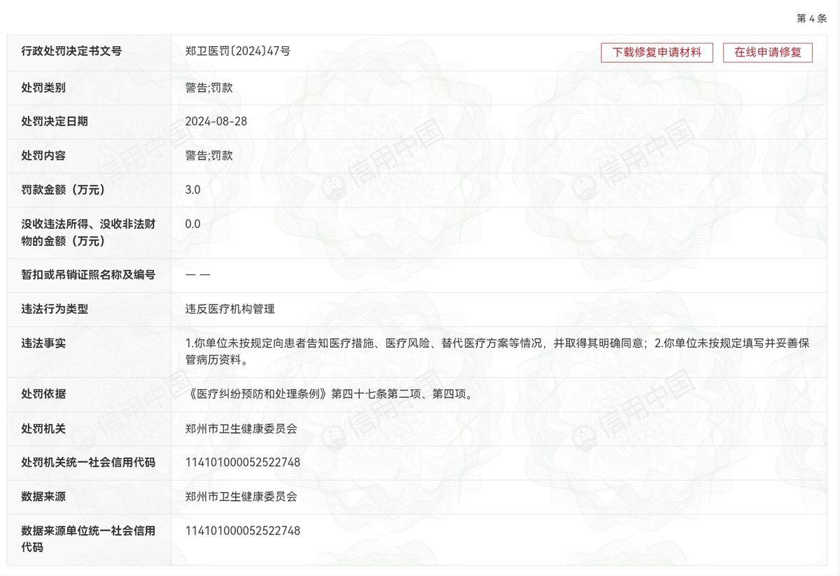 消费者曝光术后鼻子歪:郑州星璨医疗美容两年四罚投诉多(图7)
