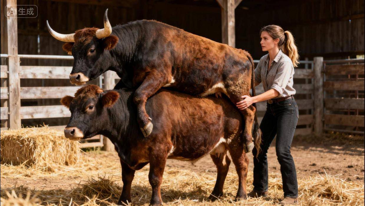 美女带着自家牛配种,哪料见到今天的女嘉宾后,公牛竟然不受控制