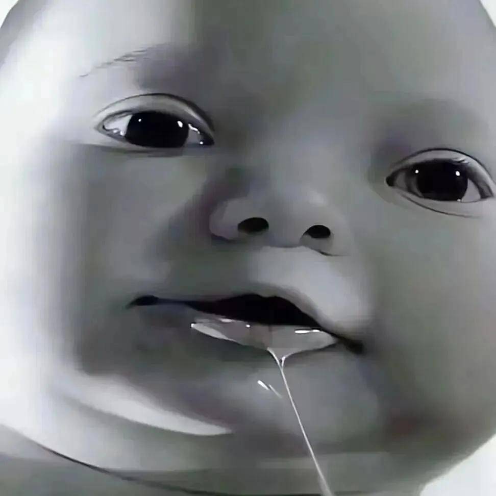 papa流口水小孩抽象猎奇黑白gif表情包