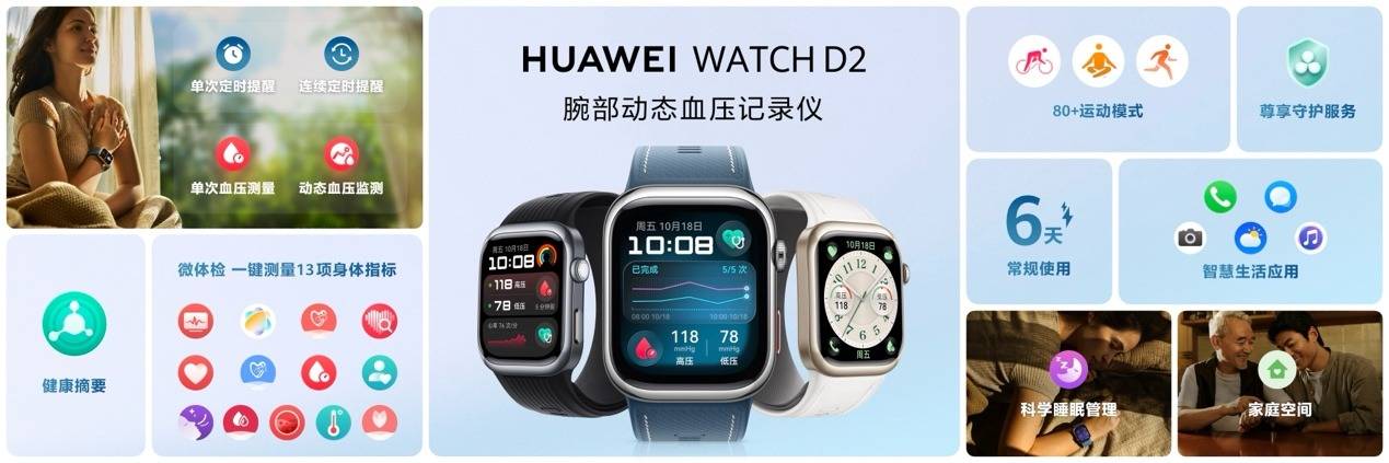 《HUAWEI WATCH D2新色上市时尚亮眼，健康管理使用体验再升级》