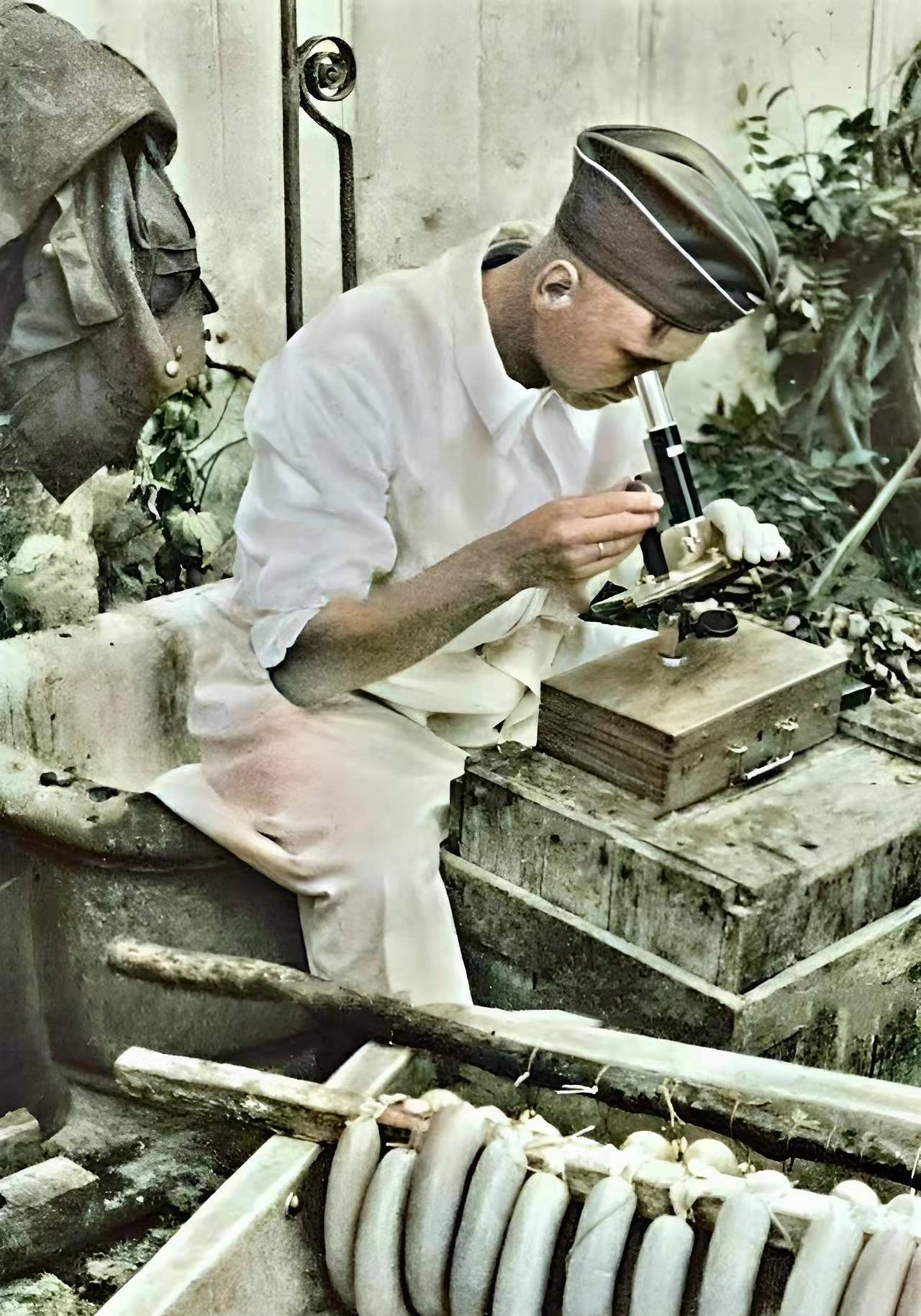 二战老照片德军用闪电战53天占领巴黎黑人士兵惊恐看着镜头