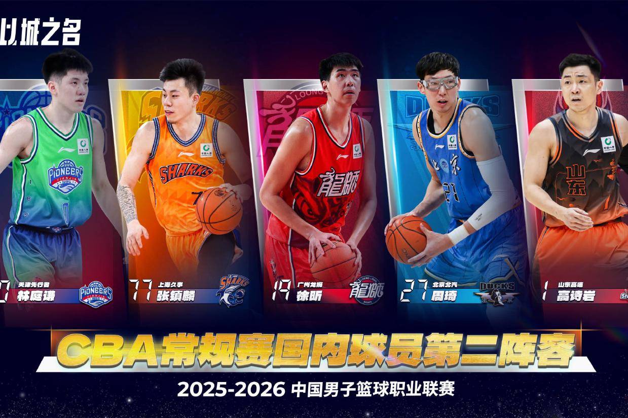 CBA常规赛国内球员第二阵容：周琦徐昕坐镇内线 高诗岩入选