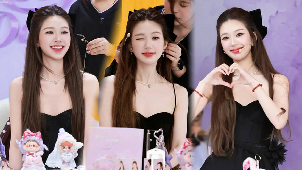 赵露思穿黑裙俏丽活泼，对镜wink宛如小猫咪