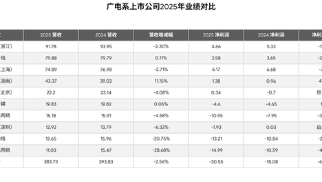 2025广电系上市企业业绩盘点：半数盈利，半数承压