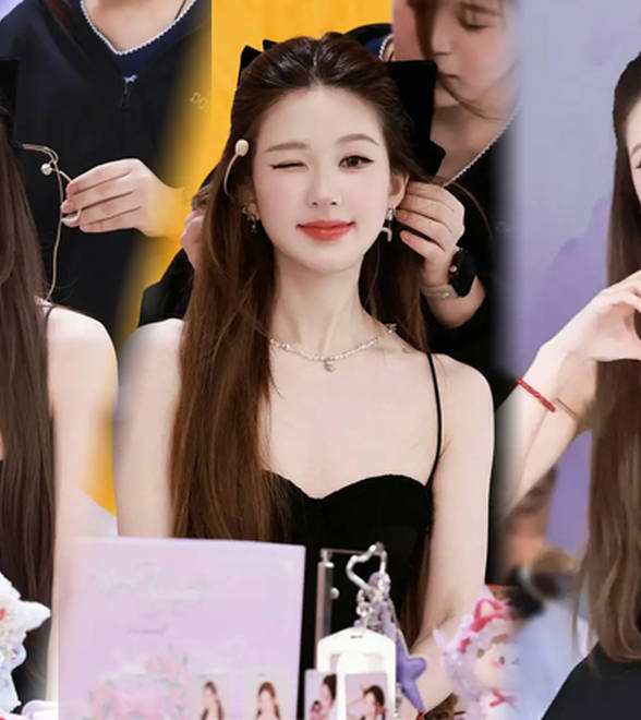 赵露思穿黑裙俏丽活泼，对镜wink宛如小猫咪